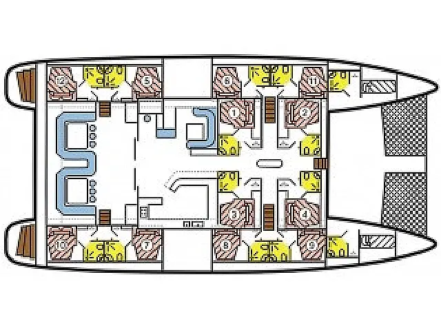 Cocktail Creole 4-12 Cab. - Cabin Cruise Seychelles - [Layout image]